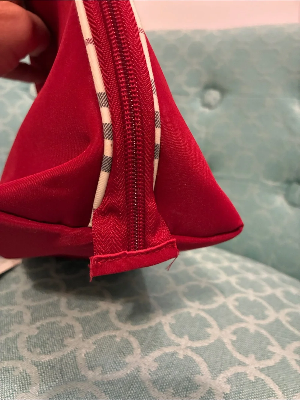 Burberry Red Cosmetic Pouch with Signature Check Trim